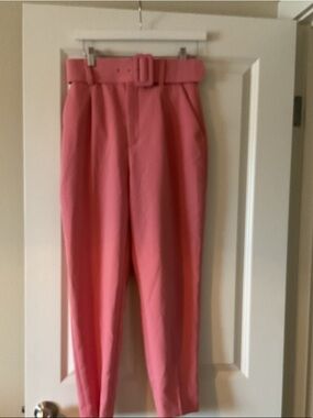 Zara Basic Coral Pink Tailored Trousers with Belt Loop